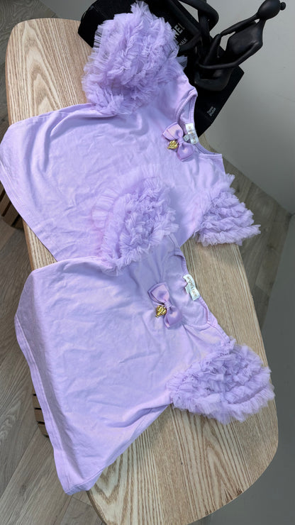 Kids Angel Face Purple Ruffle Top – Age 6-7