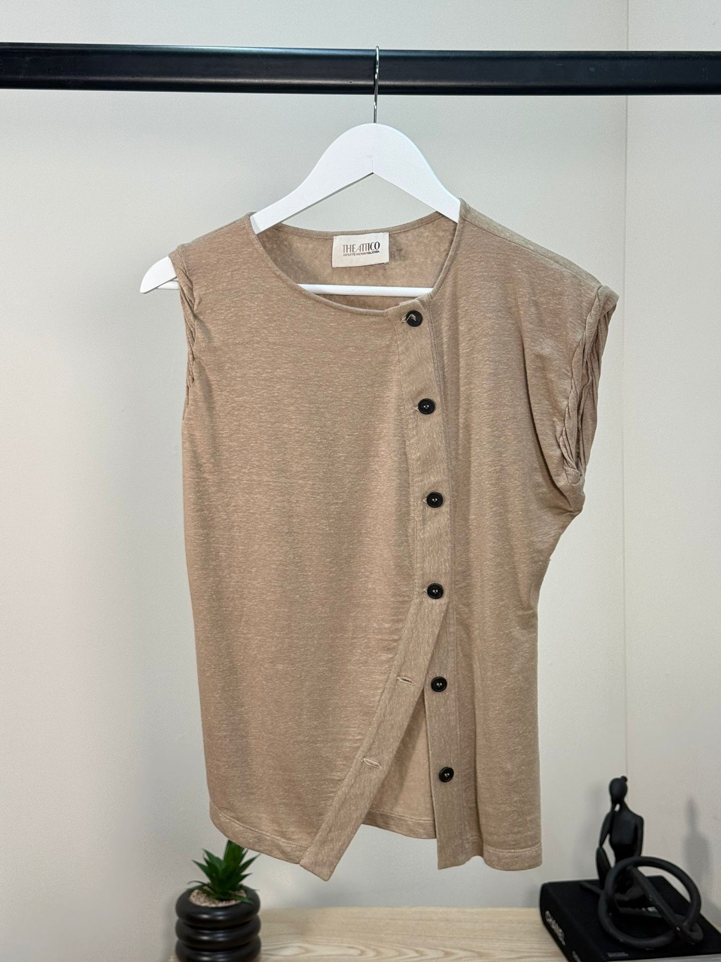 The Attico Beige Button Up Detailed Sleeveless Top - IT 42/M-L