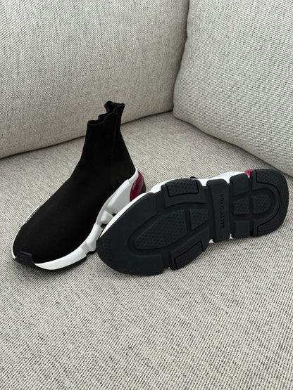 Balenciaga Black White Pink Speed Trainers- UK 5