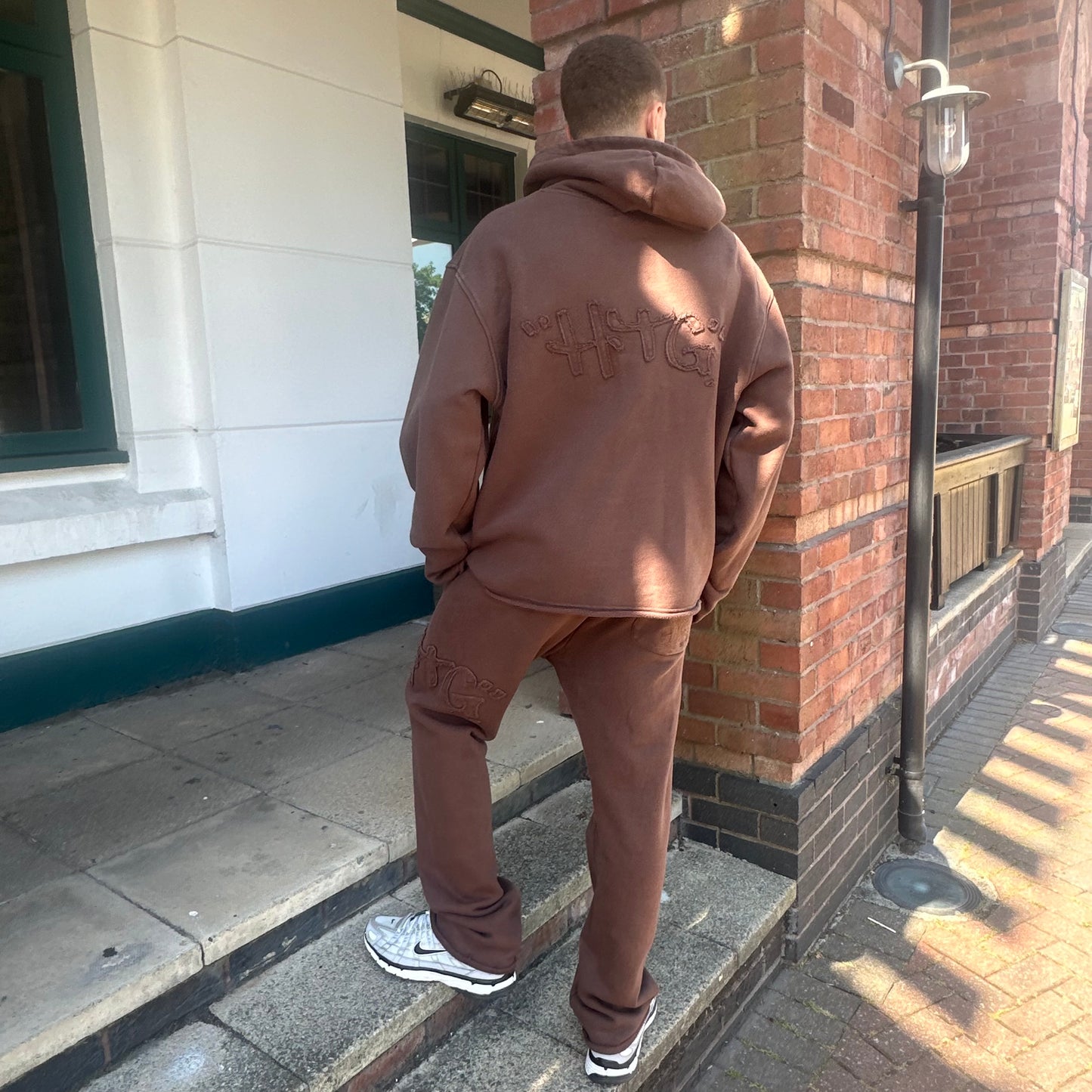 Honor The Gift Brown Embroidered Script Tracksuit – Large Hoodie / Medium Bottoms