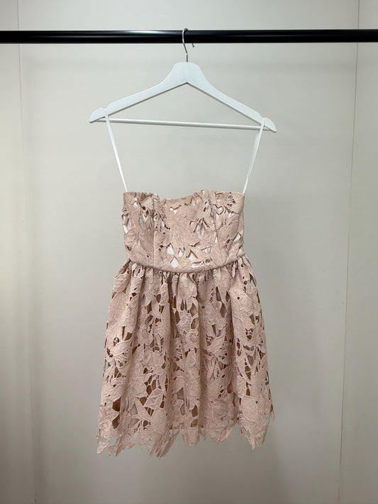 Michael Costello x Revolve Dress Pink Lace Strapless Mini Dress in tags-XS