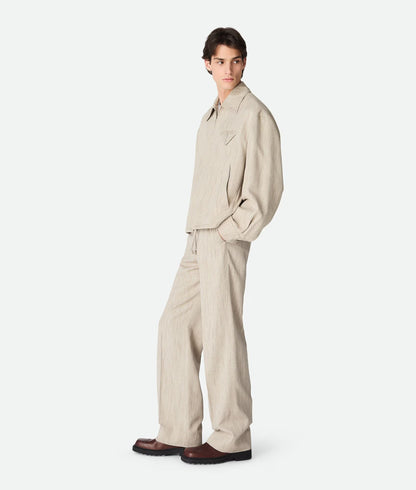 Bottega Veneta Mens Woven Kimono Blouson Natural Jacket - Size 46/Small