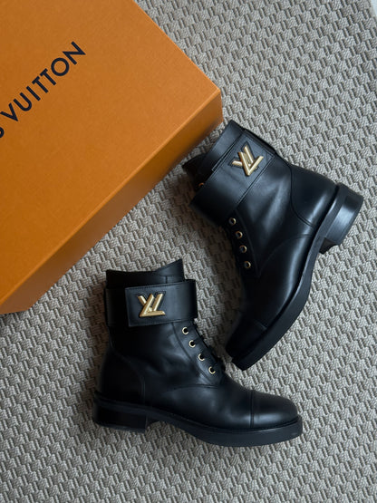 Louis Vuitton Black Wonderland Flat Ranger Boot-UK5