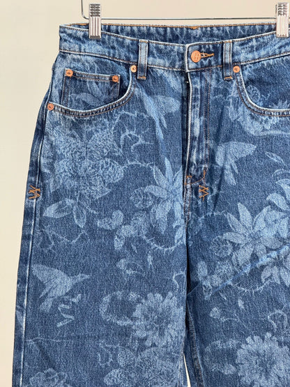 Ksubi Blue Denim Florall Jeans - 28"