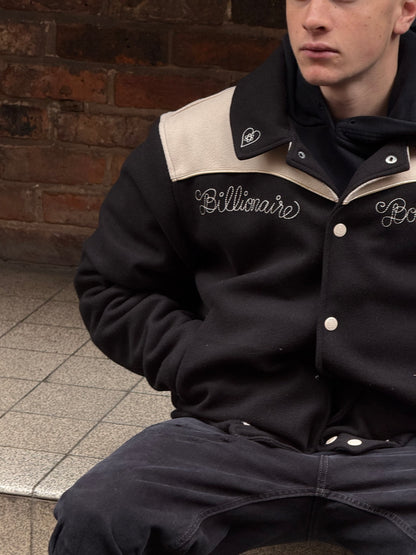 Billionaire Boys Club Black Off-White Western Heart Bomber Varsity Jacket - XL