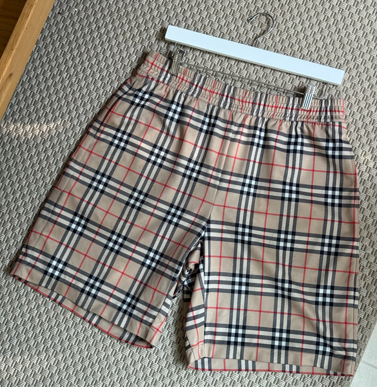 Burberry Beige Checked Shorts-Medium