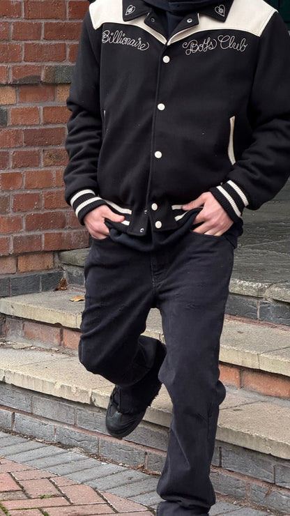 Billionaire Boys Club Black Off-White Western Heart Bomber Varsity Jacket - XL