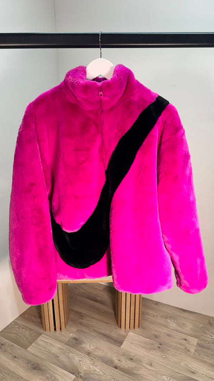 Nike Pink Zip Fur Jacket – Medium