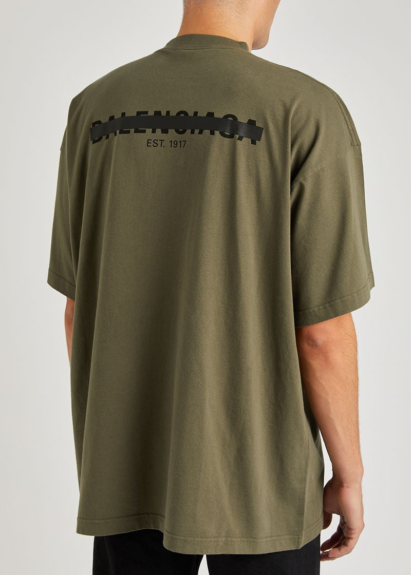 Balenciaga Khaki Oversized Strikethrough Cotton T-Shirt – Unifit 3