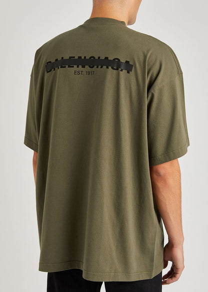 Balenciaga Khaki Oversized Strikethrough Cotton T-Shirt – Unifit 3