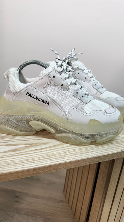 Balenciaga White Clear Triple S Trainers - EU39/UK 6