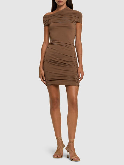 Rick Owens Brown Highneck Tan Mini Dress – New In Tags IT 42, UK 10