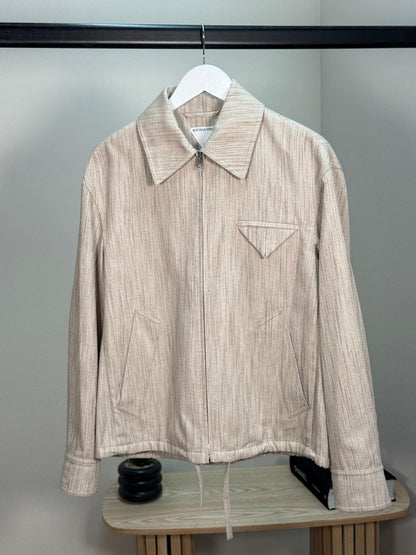 Bottega Veneta Mens Woven Kimono Blouson Natural Jacket - Size 46/Small