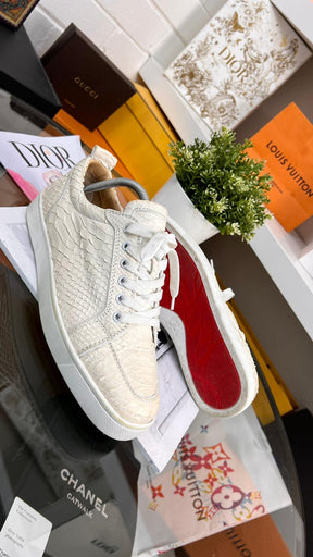 Christian Louboutin Cream Leather Crocodile Low Top Trainer (EU 40.5)