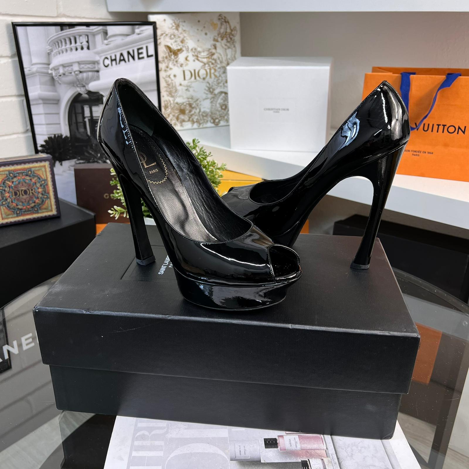 Ysl black sale patent heels