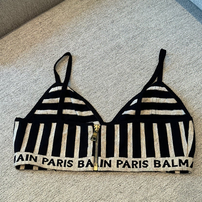 Balmain black and gold cropped bracelet top - UK 8/10