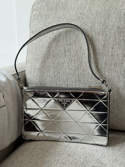 Prada Silver Metallic Leather Mini-Bag