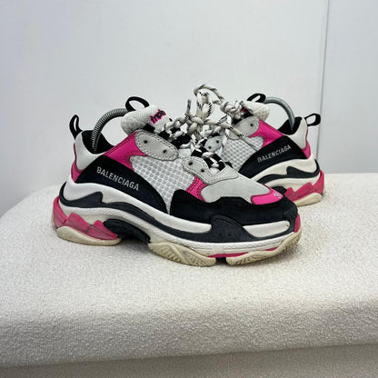 Balenciaga Pink Black Triple S Trainers - UK 3