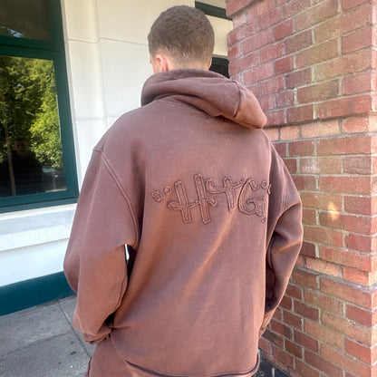 Honor The Gift Brown Embroidered Script Tracksuit – Large Hoodie / Medium Bottoms