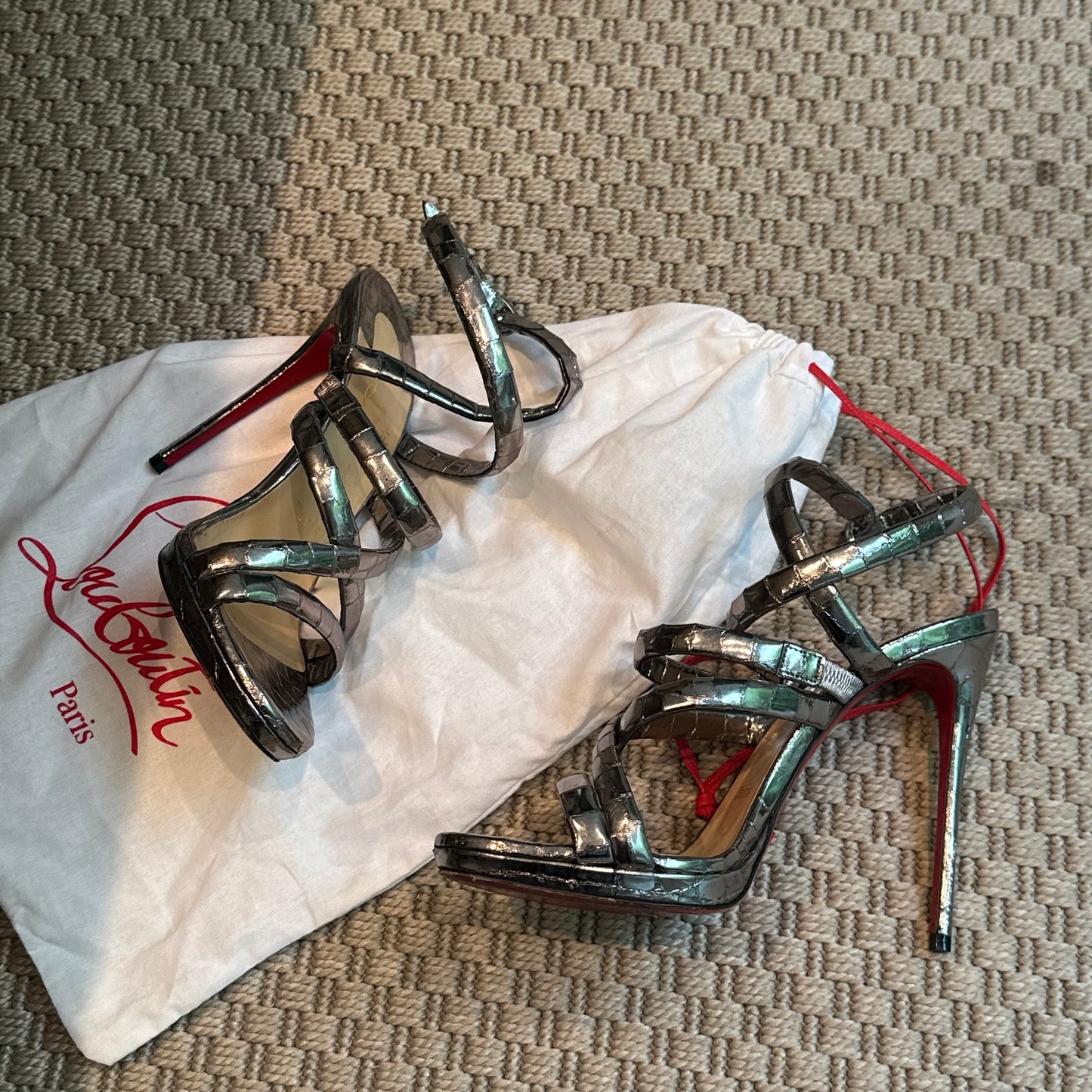 Christian Louboutin Silver Clessimo Alta 120 Heel - UK 5