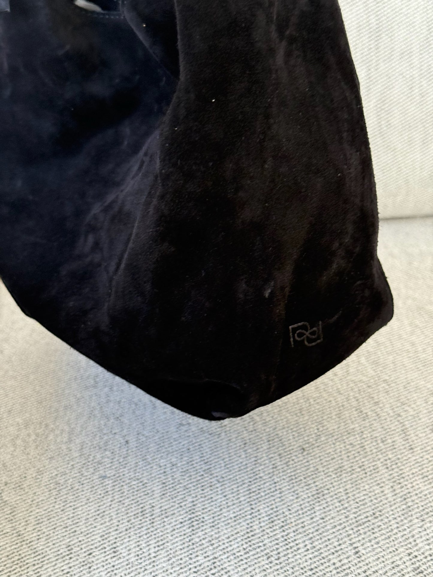 Reformation Small Vittoria Tote in Black Suede