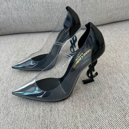 Saint Laurent Opyum Transparent PVC Logo Heels – EU 36 / UK 3