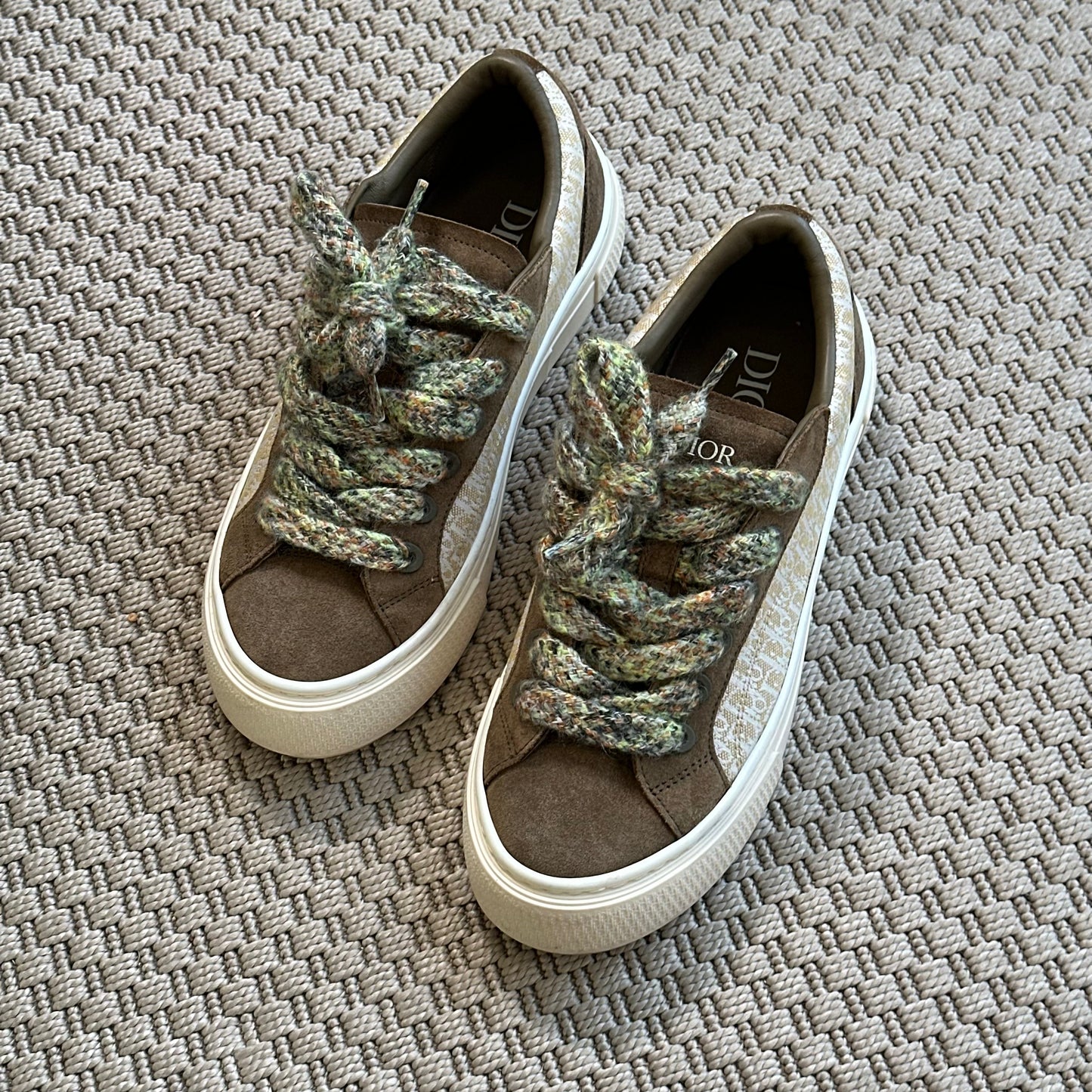 Dior B33 Khaki Oblique Suede Trainers – UK 8