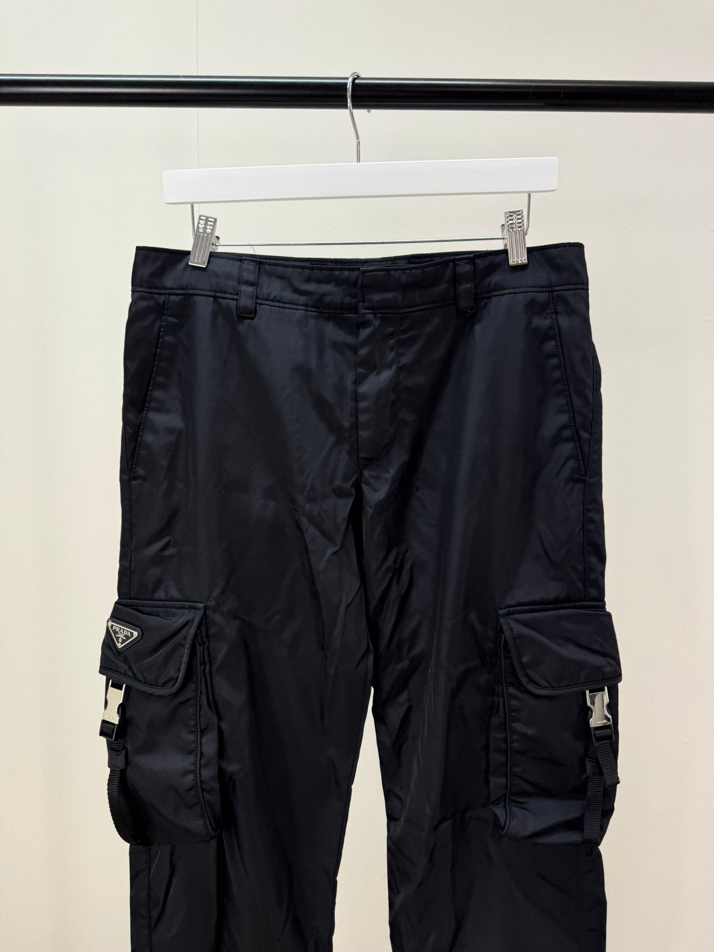 Prada Black Cargo Re-Nylon Pants -48/UK 32
