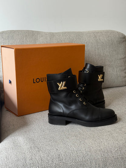 Louis Vuitton Black Wonderland Flat Ranger Boot-UK5