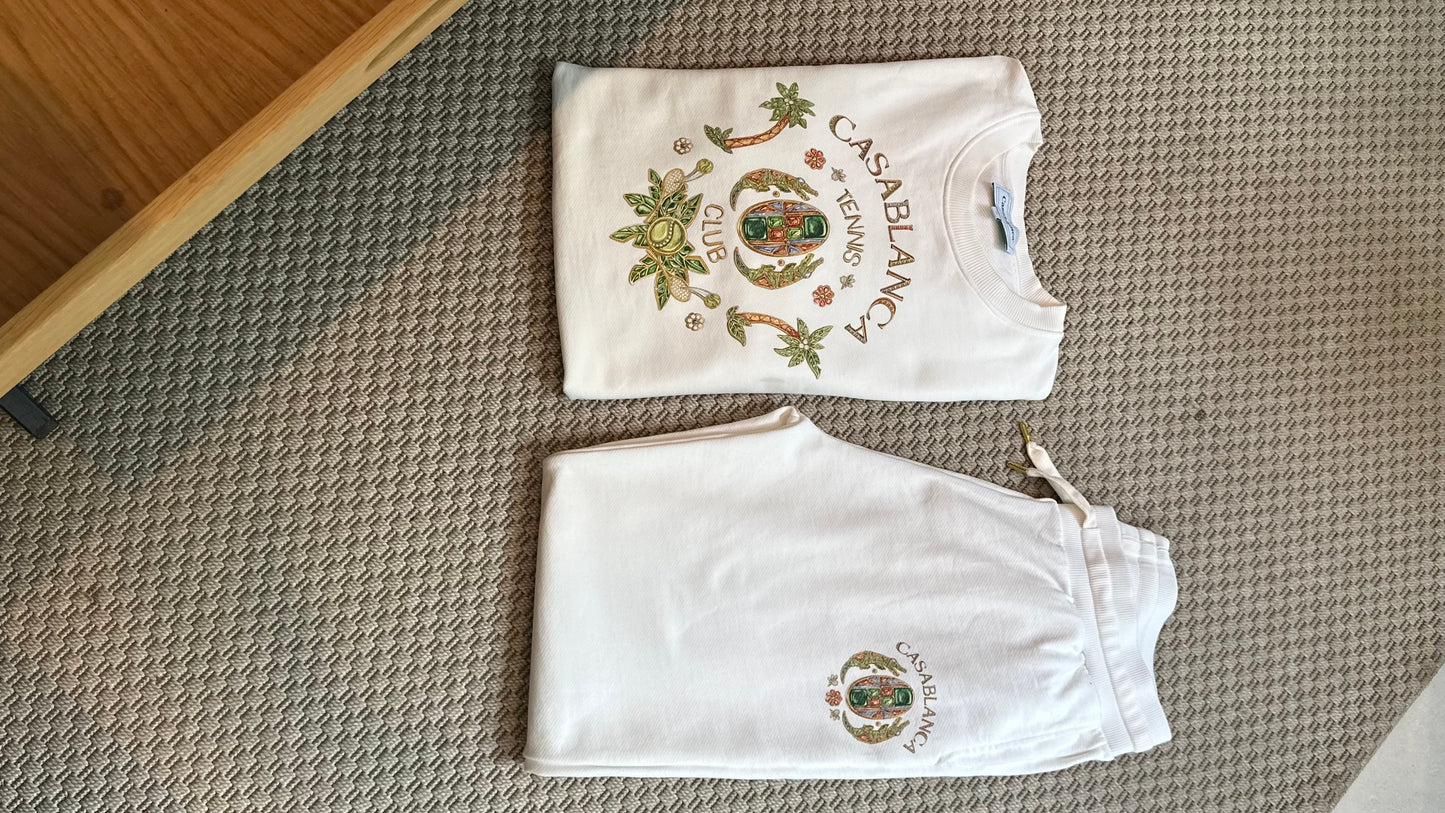 Casa Blanca Tennis Club WhiteJoyaux D'Afrique Embellished Tracksuit Set - L/XL