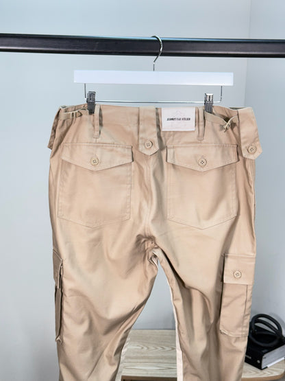 Jeanius Bar Atelier Panelled Twill Cargo Trousers In Beige - Waist 36