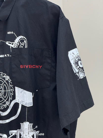 Givenchy Black Schematic Graphic Sports Shirt - 39