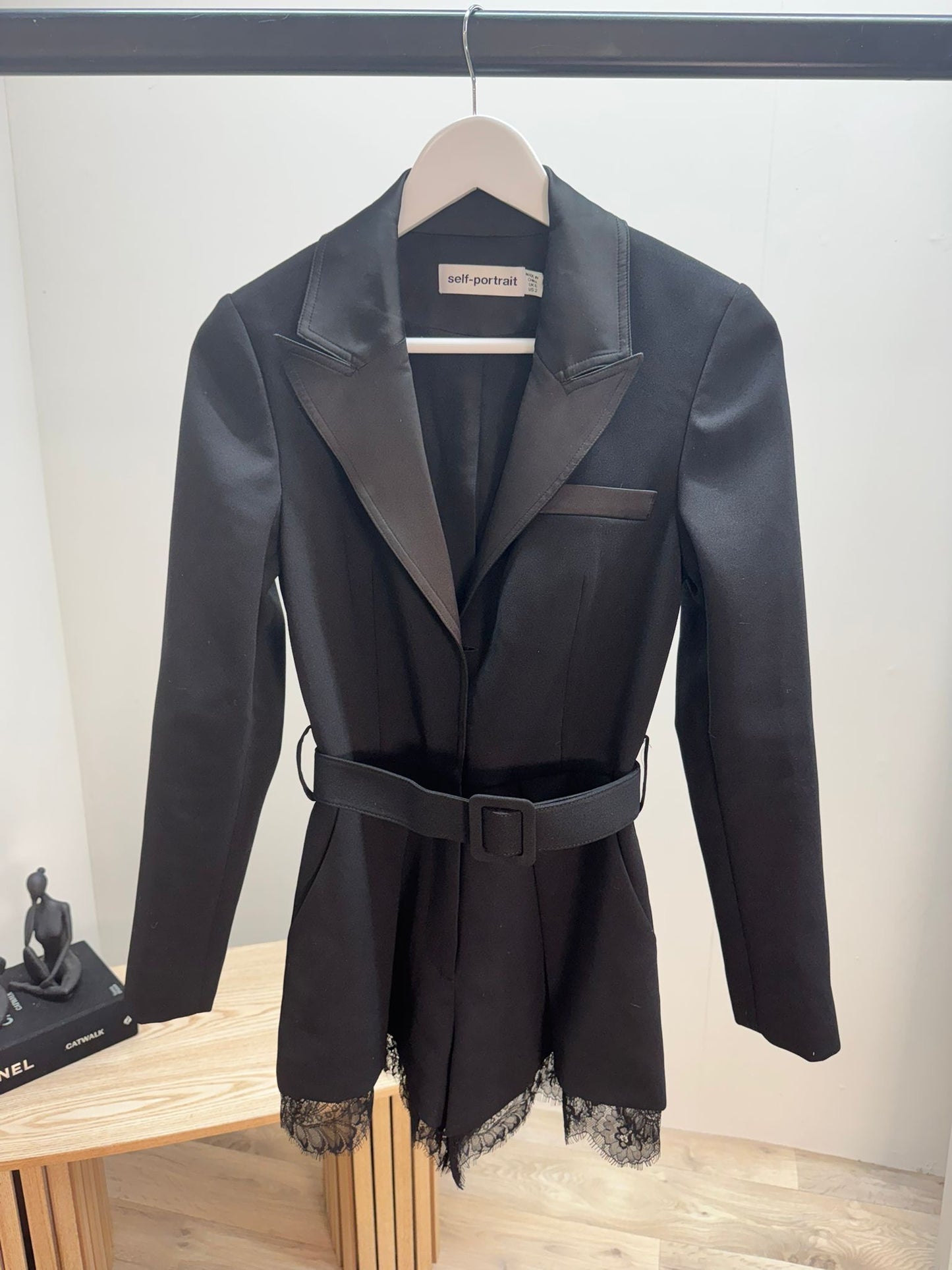 Self-Portrait Black Lace Trim Playsuit Romper-XS