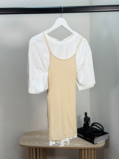 Maison Margiela Beige Camisole Top Layered Over A White T-shirt - New In Tags Small