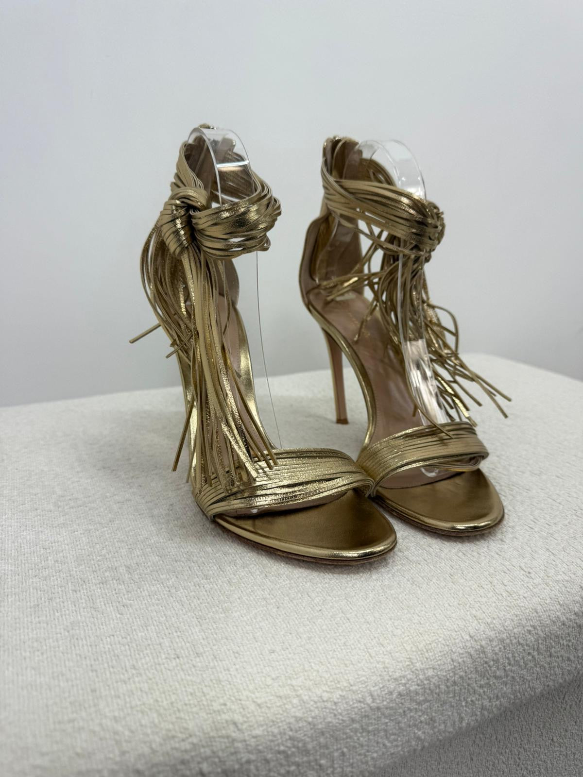 Gianvito Rossi Gold Tassel 'Noelle' Heels - UK 6