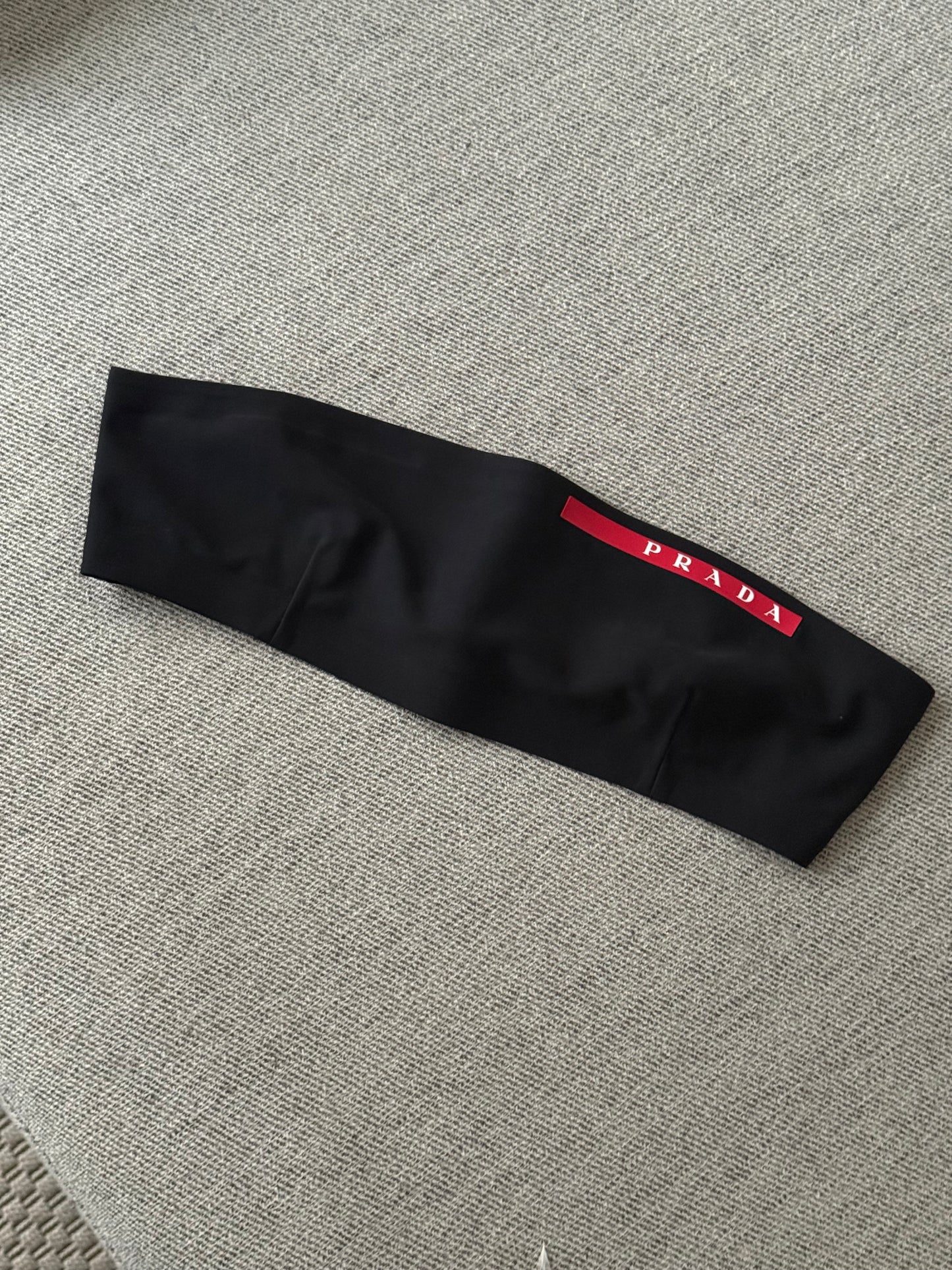 Prada Black Red Logo Bandeau Top - Medium