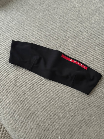 Prada Black Red Logo Bandeau Top - Medium