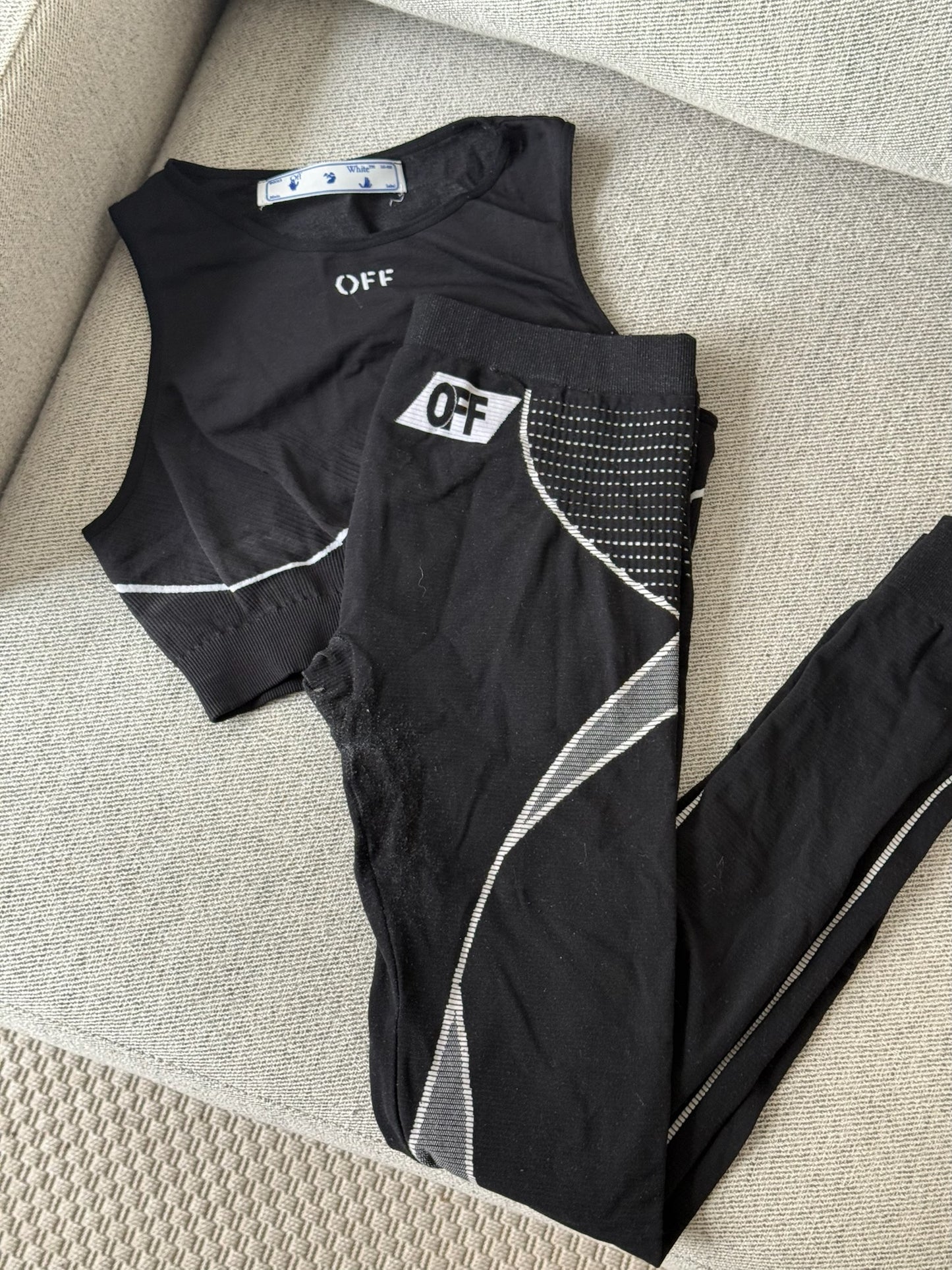 Off-White Black Gym Set leggings And CropActive Set - L/XL FIT UK 10