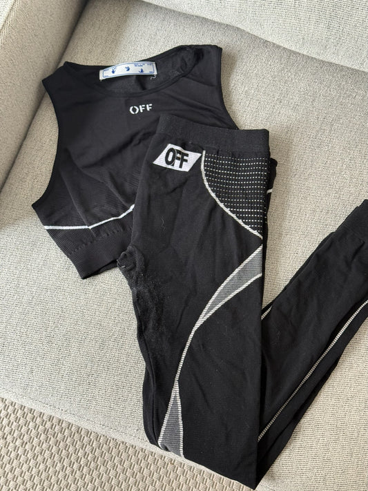 Off-White Black Gym Set leggings And CropActive Set - L/XL FIT UK 10