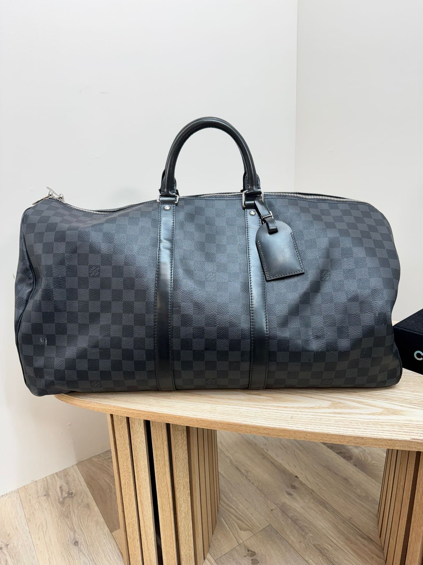 Louis Vuitton Black Damier Graphite Canvas Keepall Travel Bag – 55