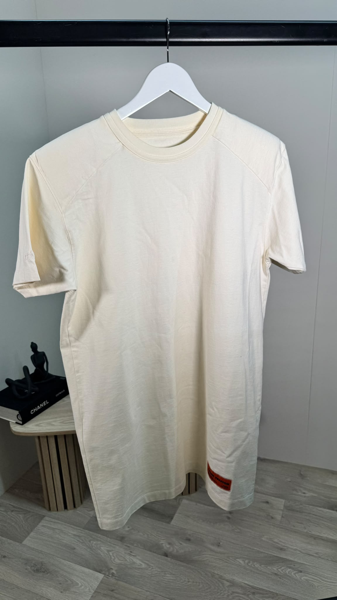 Heron Preston Cream Logo T-Shirt Dress – Small