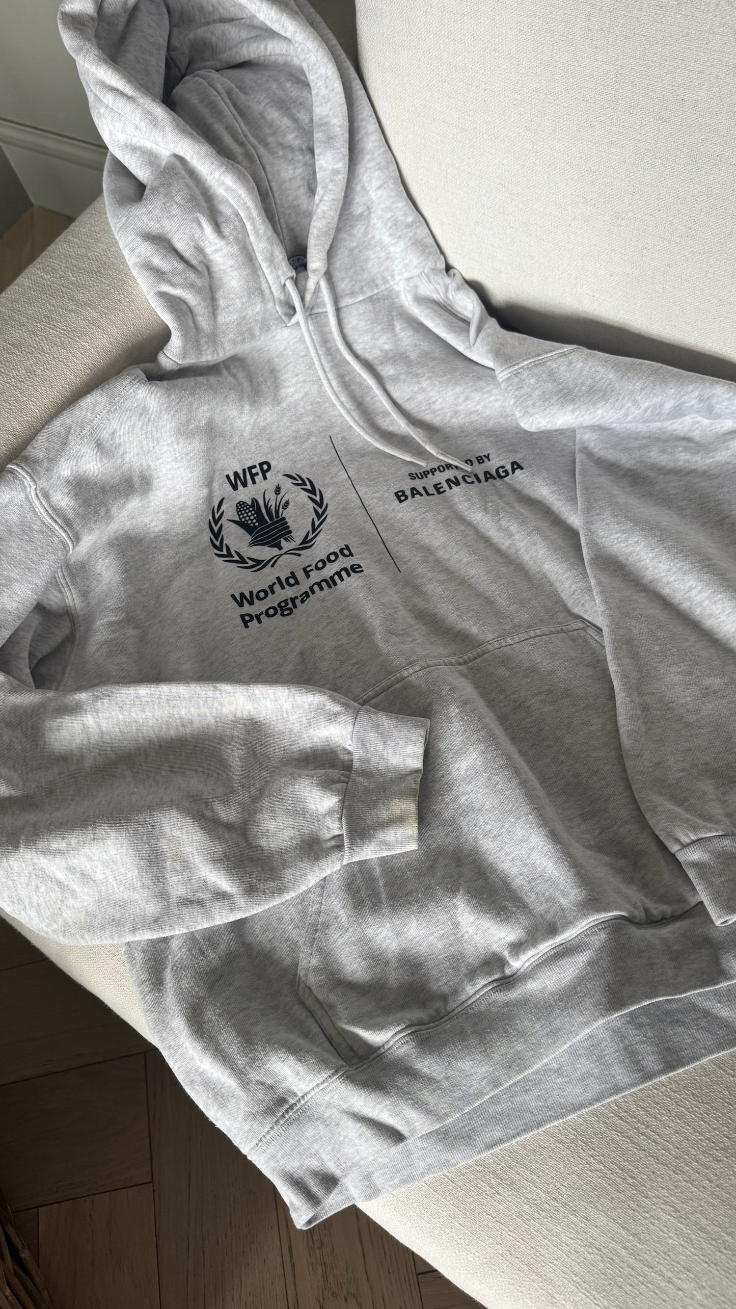 Balenciaga Grey WFP Political Hoodie – Medium