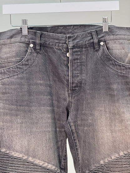Balmain Black Washed Ribbed Jeans - 32 waist