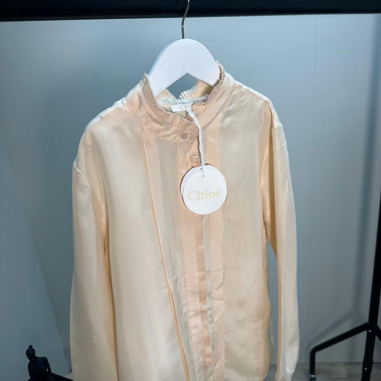 Kids Chloé Coral Logo Silk Frill Collar Shirt – New In Tags Age 12