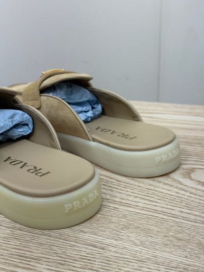 Prada Nude Suede Loafer Mules- Brand New In Box Uk 4.5