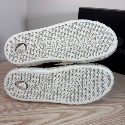 Versace Pink Greca Allover Canvas Trainers – Brand New In Box EU 38 / UK 5