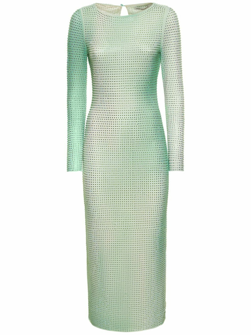 Self-Portrait Green Contour Print Gradient Diamanté Dress – New In Tags UK 10