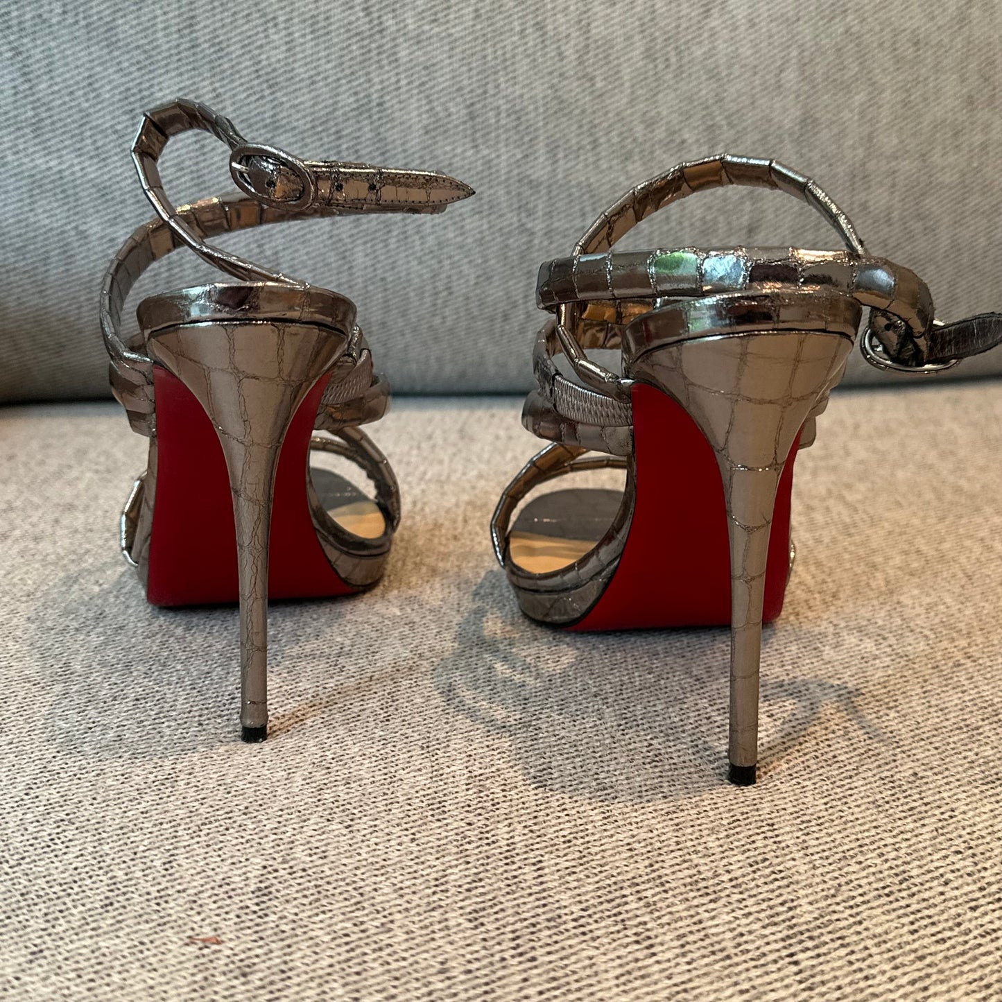 Christian Louboutin Silver Clessimo Alta 120 Heel - UK 5