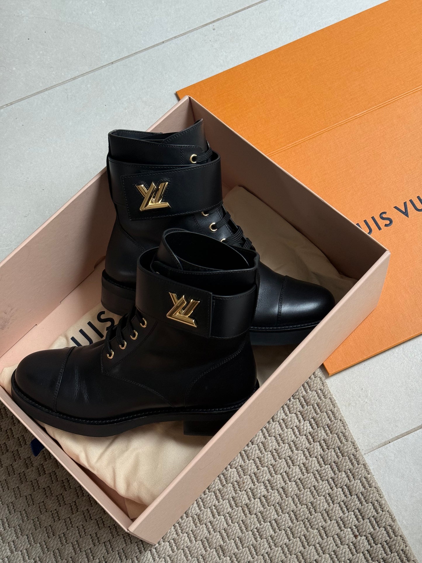 Louis Vuitton Black Wonderland Flat Ranger Boot-UK5
