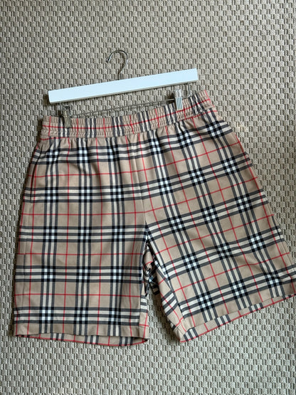 Burberry Beige Checked Shorts-Medium